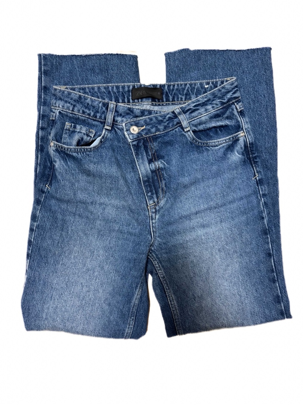 ZARA High-Waisted Crossover Waist Straight Leg Jeans - Size 2